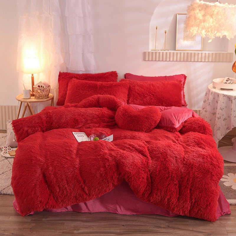 Luxury Plush Fleece Duvet Cover Set – Warm & Fluffy Winter Bedding (Queen/King Size)