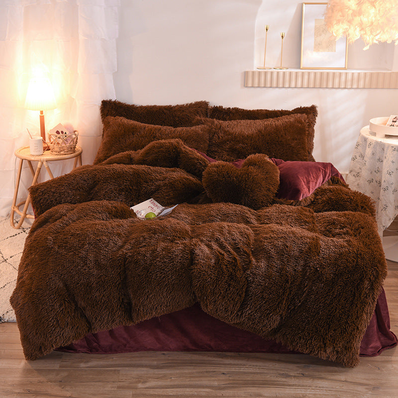 Luxury Plush Fleece Duvet Cover Set – Warm & Fluffy Winter Bedding (Queen/King Size)