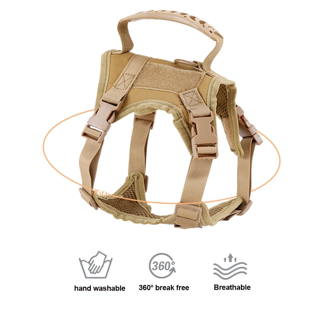 Tactical Cat Harness for Walking – Escape Proof, Adjustable Soft Mesh Pet Vest with Control Handle for Large Cats and Small Dogs