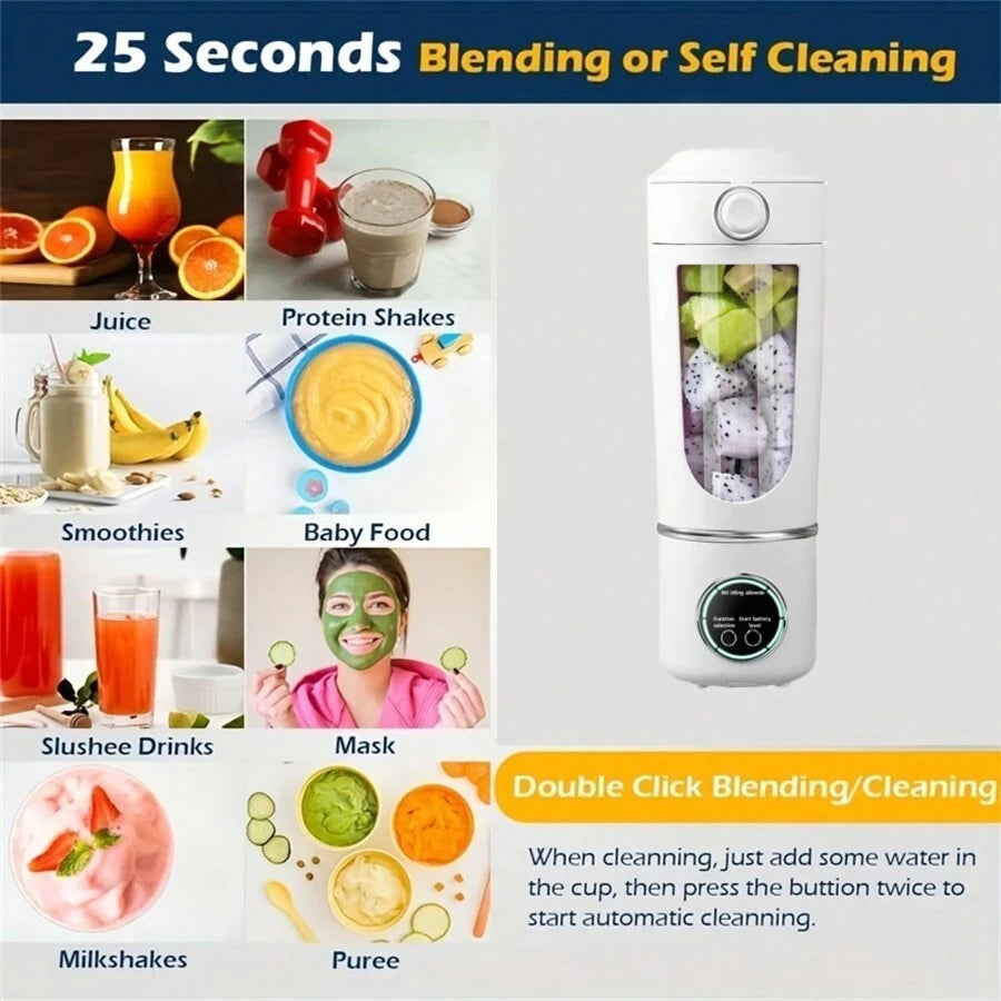 Portable Juicer Blender Bottle – 700ML 12-Blade Smoothie & Shake Maker