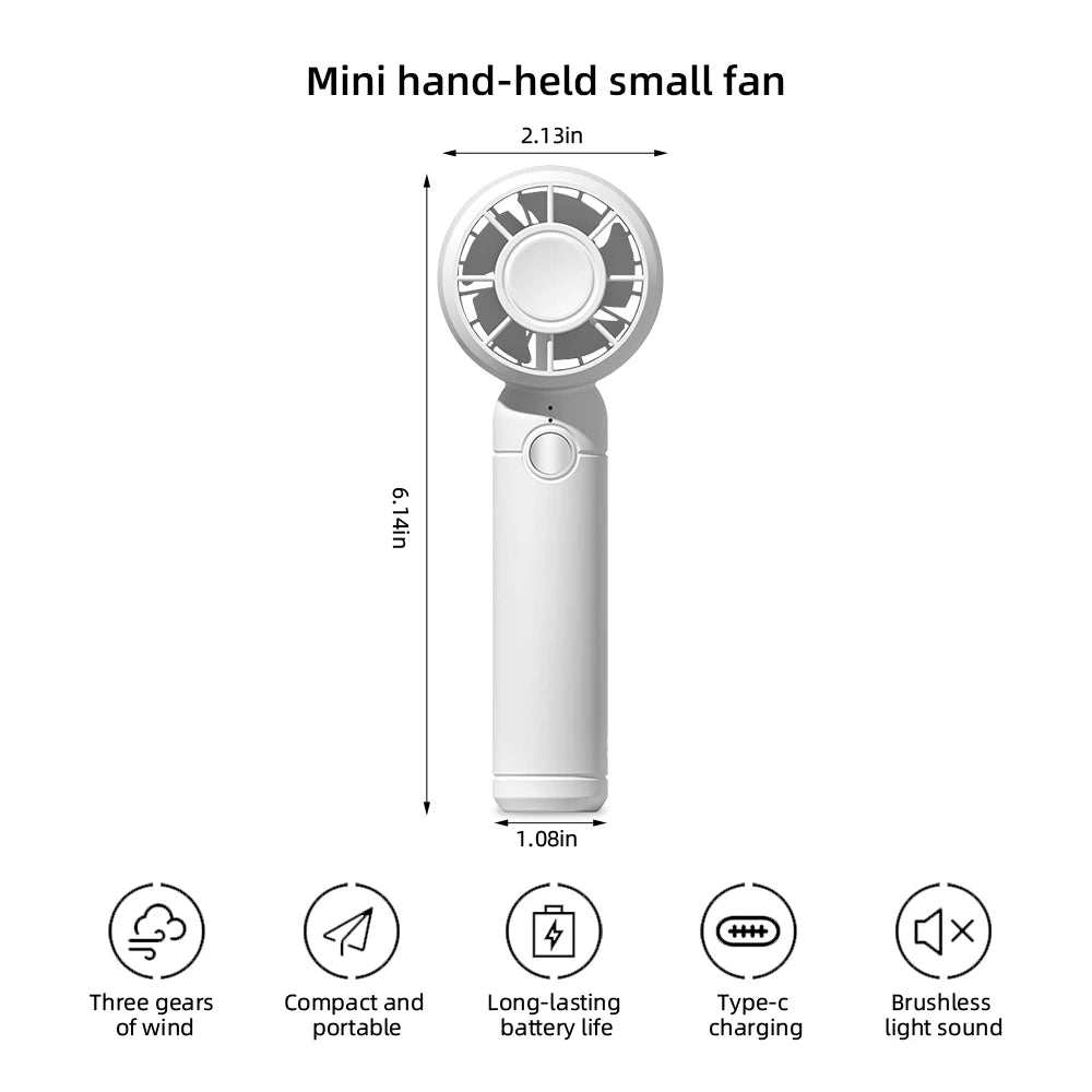USB Rechargeable Mini Fan with Cooling Function - Portable Handheld Fan for Home, Office, Travel