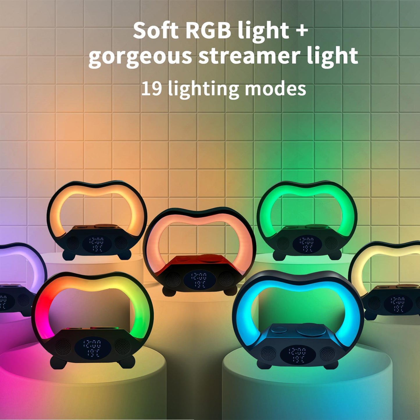 6-in-1 Wireless Charging Night Light with Bluetooth Speaker & Atmosphere Lamp
