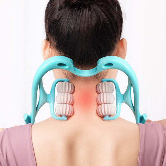 Manual Six-Wheel Neck Massager – Muscle Relaxation Roller Tool