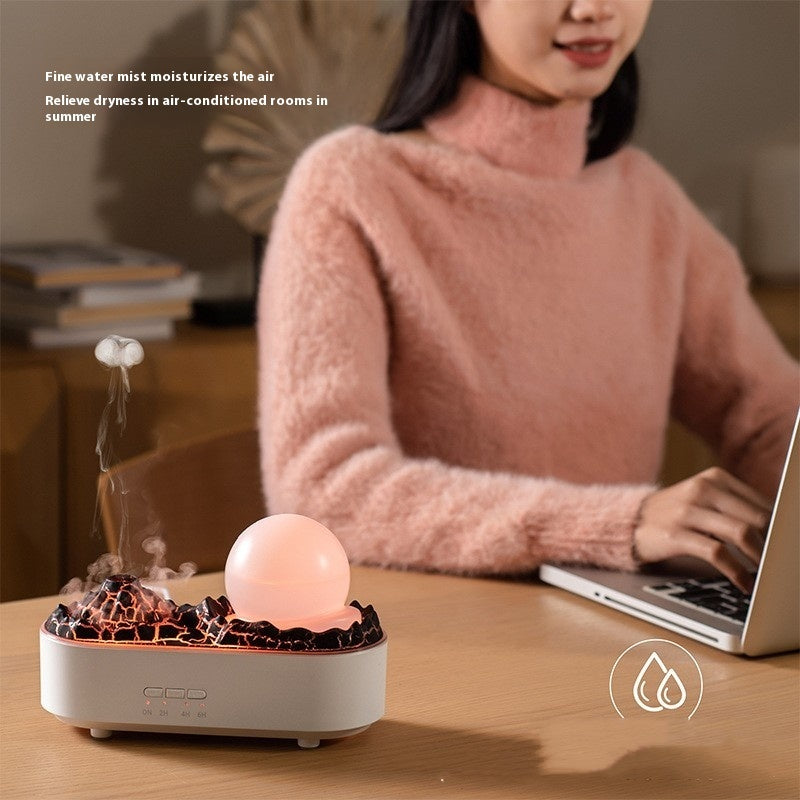 Volcano Humidifier with LED Light – Heavy Fog, Silent Operation, Home Decor