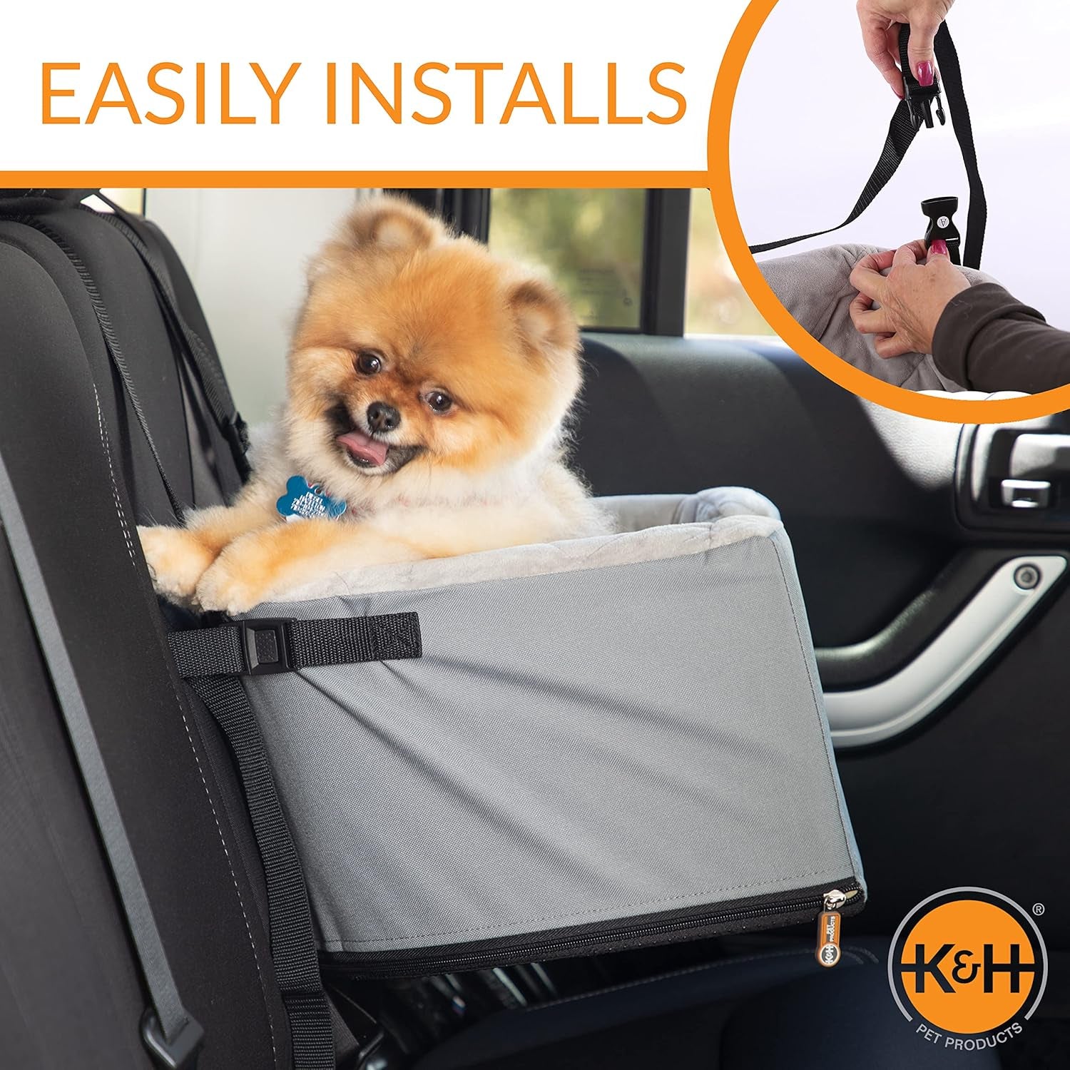 Hangin' Bucket Booster Toy Breed Dog Car Seat Gray 16 X 14.5 Inches