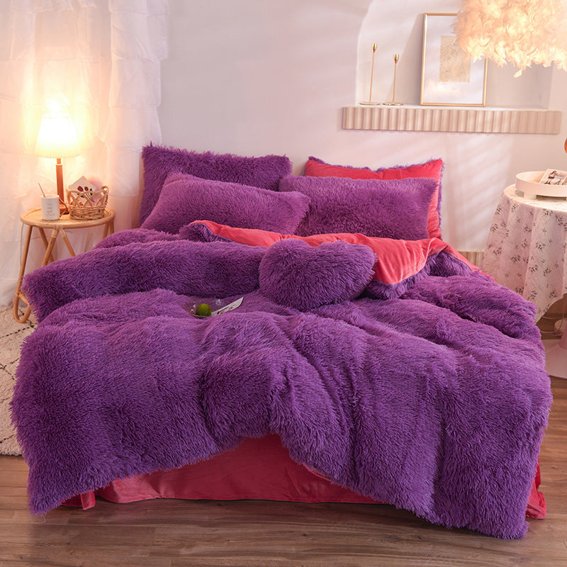 Luxury Plush Fleece Duvet Cover Set – Warm & Fluffy Winter Bedding (Queen/King Size)