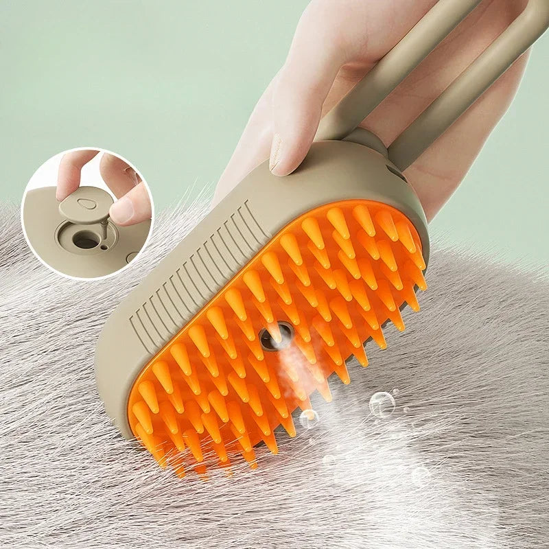 3-in-1 Pet Spray Massage Brush – Steam, Bath & Hair Removal Comb for Cats & Dogs