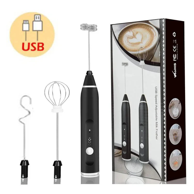 Portable Electric Milk Frother – USB Rechargeable Handheld Coffee Mixer & Egg Beater