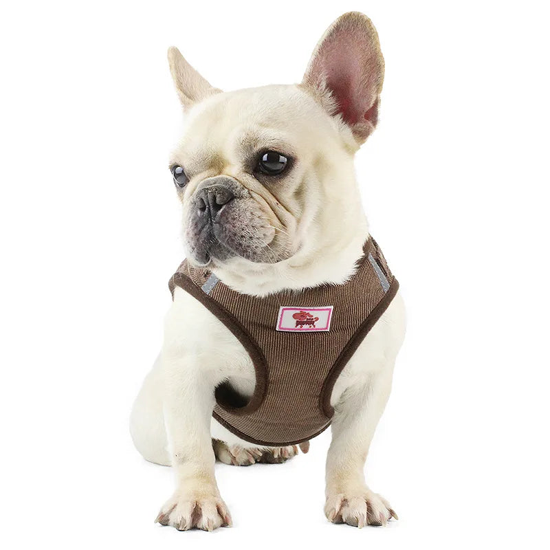 Dog Harness Dog Traction Rope Corduroy Breathable Dog Chest Strap Reflective Pet Chest Strap Walking Rope Set
