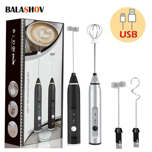 Portable Electric Milk Frother – USB Rechargeable Handheld Coffee Mixer & Egg Beater