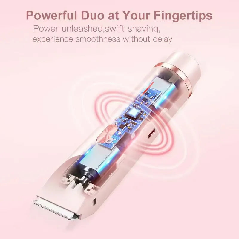 Portable 2-in-1 Waterproof Ladies Shaver – Painless Electric Hair Removal Razor