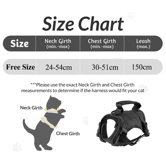Tactical Cat Harness for Walking – Escape Proof, Adjustable Soft Mesh Pet Vest with Control Handle for Large Cats and Small Dogs