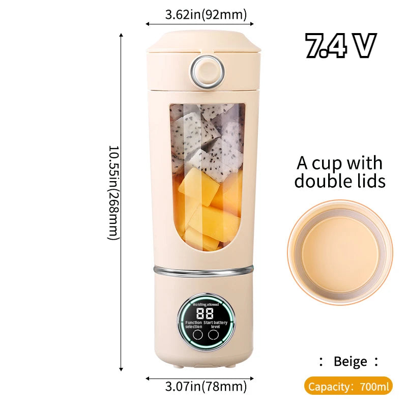 Portable Juicer Blender Bottle – 700ML 12-Blade Smoothie & Shake Maker
