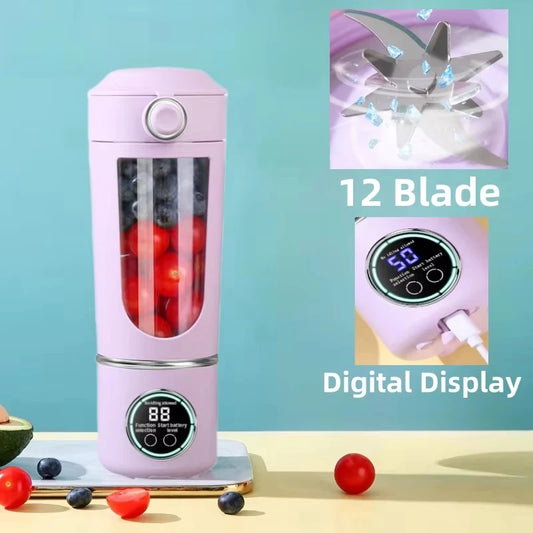 Portable Juicer Blender Bottle – 700ML 12-Blade Smoothie & Shake Maker