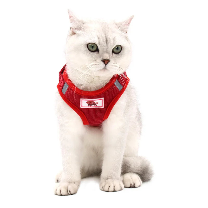 Dog Harness Dog Traction Rope Corduroy Breathable Dog Chest Strap Reflective Pet Chest Strap Walking Rope Set