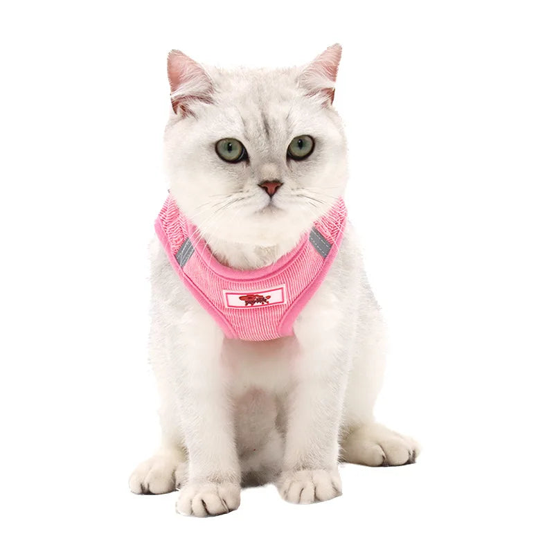Dog Harness Dog Traction Rope Corduroy Breathable Dog Chest Strap Reflective Pet Chest Strap Walking Rope Set
