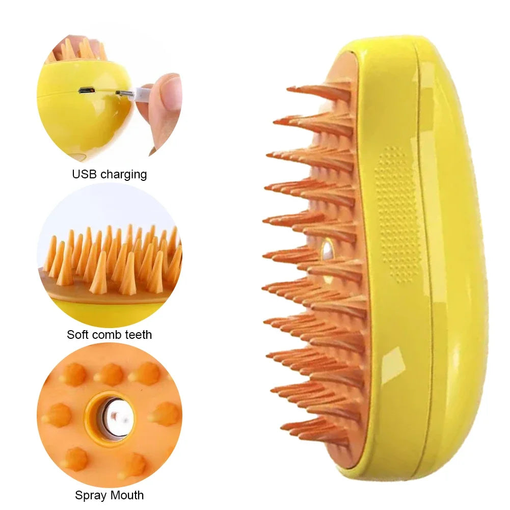 3-in-1 Pet Spray Massage Brush – Steam, Bath & Hair Removal Comb for Cats & Dogs