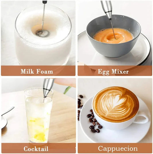 Portable Electric Milk Frother – USB Rechargeable Handheld Coffee Mixer & Egg Beater