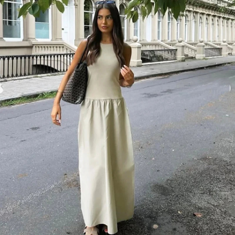 HXAO Elegant Long Dress 2025 – Women’s Sleeveless Casual Party Dress