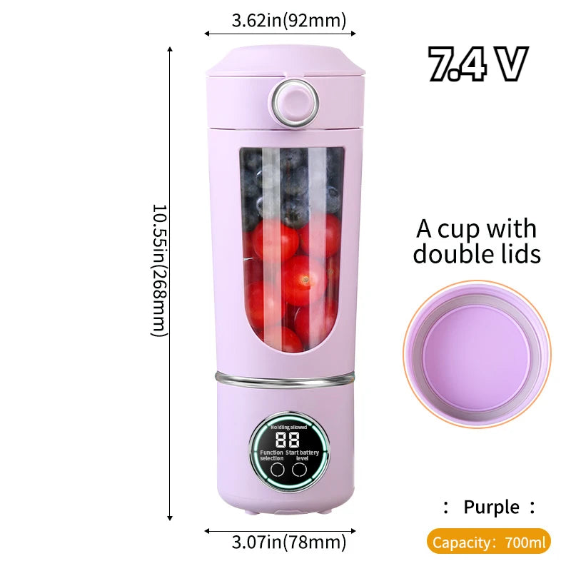 Portable Juicer Blender Bottle – 700ML 12-Blade Smoothie & Shake Maker