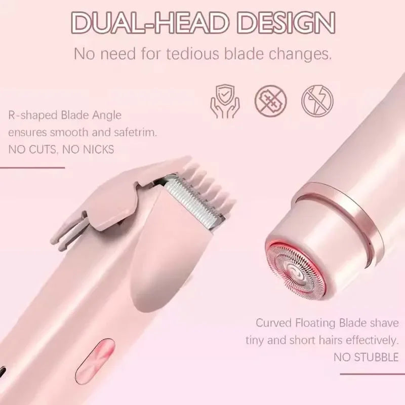 Portable 2-in-1 Waterproof Ladies Shaver – Painless Electric Hair Removal Razor