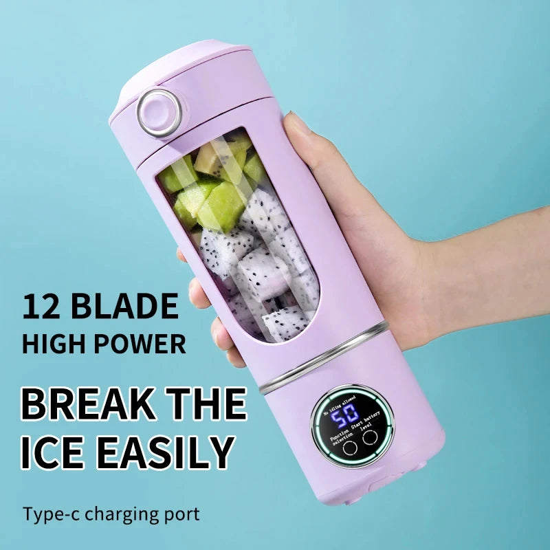 Portable Juicer Blender Bottle – 700ML 12-Blade Smoothie & Shake Maker