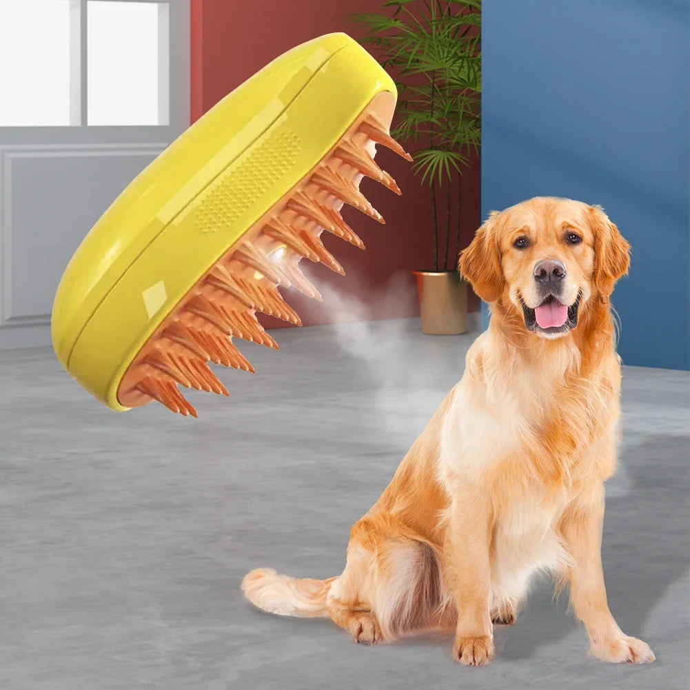 3-in-1 Pet Spray Massage Brush – Steam, Bath & Hair Removal Comb for Cats & Dogs