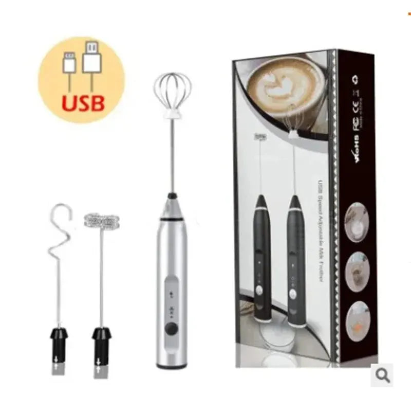Portable Electric Milk Frother – USB Rechargeable Handheld Coffee Mixer & Egg Beater