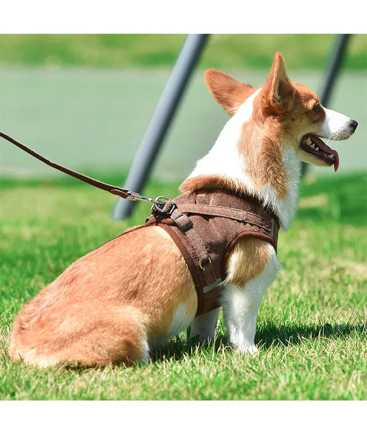 Dog Harness Dog Traction Rope Corduroy Breathable Dog Chest Strap Reflective Pet Chest Strap Walking Rope Set