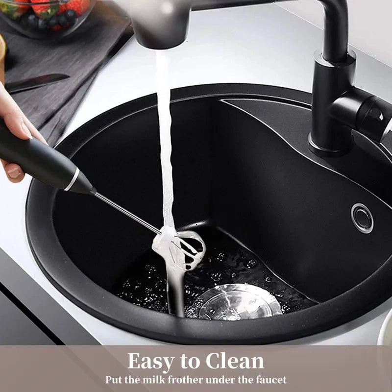 Portable Electric Milk Frother – USB Rechargeable Handheld Coffee Mixer & Egg Beater