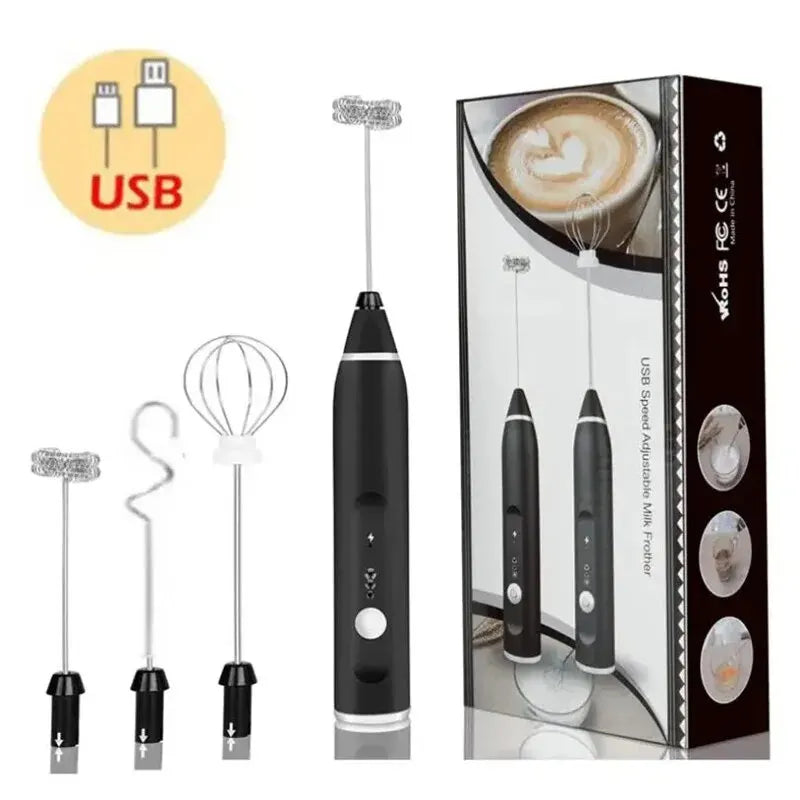 Portable Electric Milk Frother – USB Rechargeable Handheld Coffee Mixer & Egg Beater