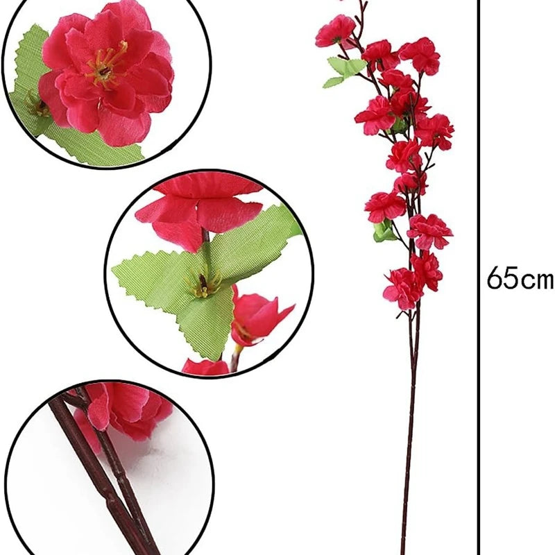 Sakura Artificial Flowers Bouquet for Garden Party Wedding Marriage Decoration Home Room Decor Fake Flowers Table Vase Ornament