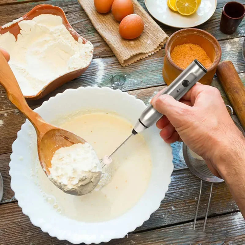 Portable Electric Milk Frother – USB Rechargeable Handheld Coffee Mixer & Egg Beater