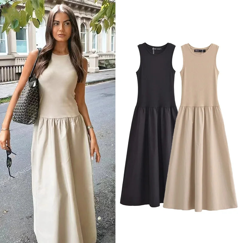 HXAO Elegant Long Dress 2025 – Women’s Sleeveless Casual Party Dress