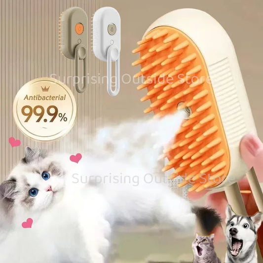 3-in-1 Pet Spray Massage Brush – Steam, Bath & Hair Removal Comb for Cats & Dogs