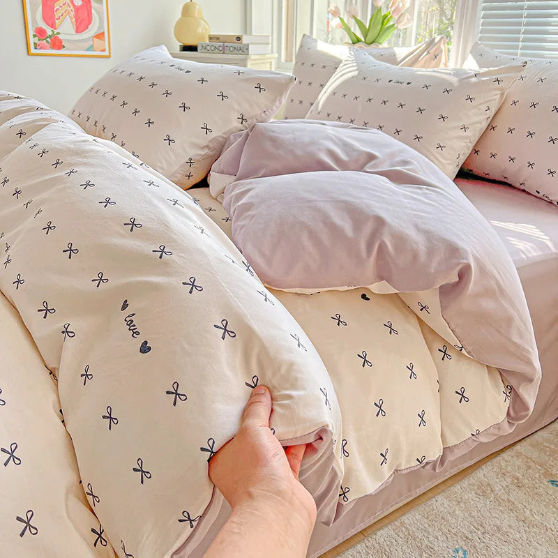 1pc Purple Lavender Printed Duvet Cover Single/Queen/King Size Quilt Cover for Double Bed Flower housse de couette220x240cm
