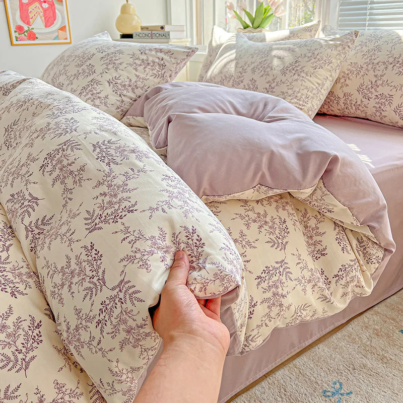 1pc Purple Lavender Printed Duvet Cover Single/Queen/King Size Quilt Cover for Double Bed Flower housse de couette220x240cm
