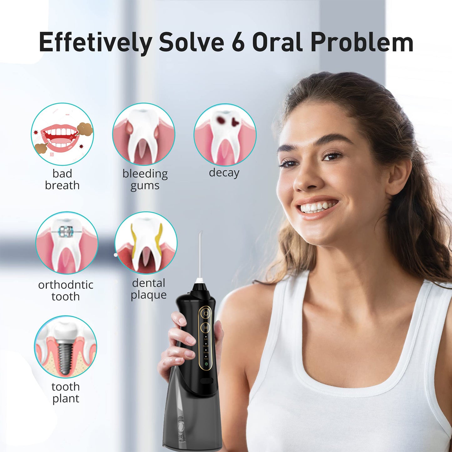 Sejoy Water Flosser | Cordless Rechargeable Oral Irrigator for Teeth & Braces – 5 Cleaning Modes.