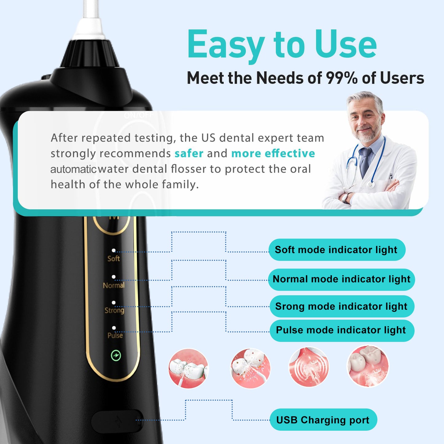 Sejoy Water Flosser | Cordless Rechargeable Oral Irrigator for Teeth & Braces – 5 Cleaning Modes.