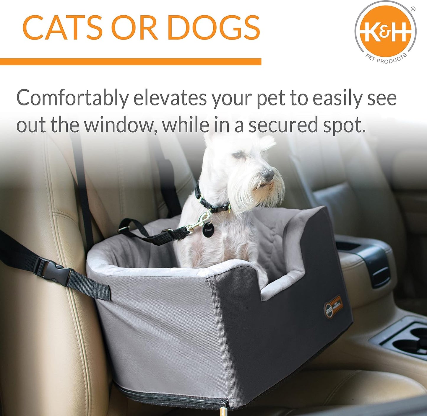 Hangin' Bucket Booster Toy Breed Dog Car Seat Gray 16 X 14.5 Inches