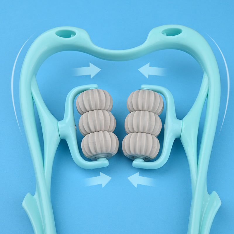 Manual Six-Wheel Neck Massager – Muscle Relaxation Roller Tool